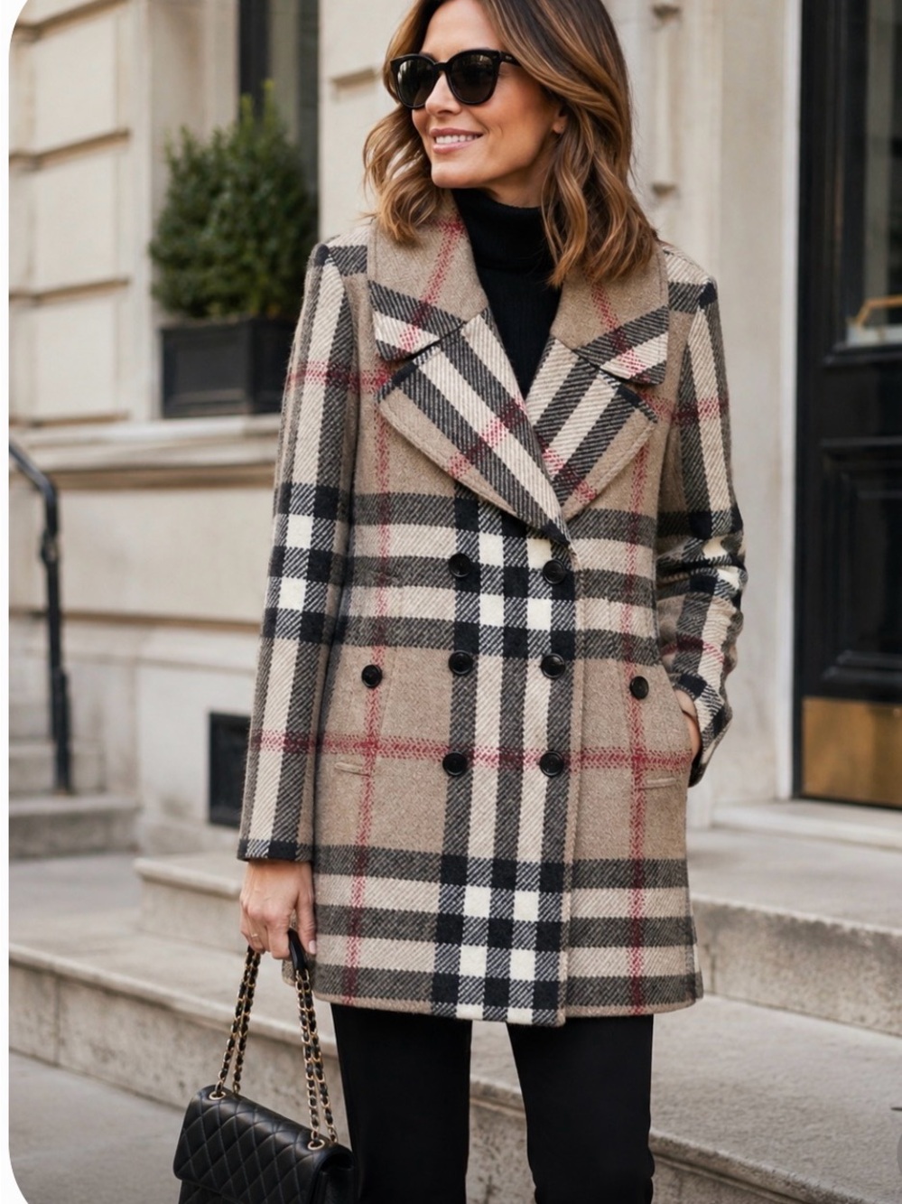 Authentic Burberry Beige and Black Checkered Jacket -Original price $1350)